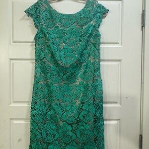 Eliza J Teal Green Lace Midi Dress